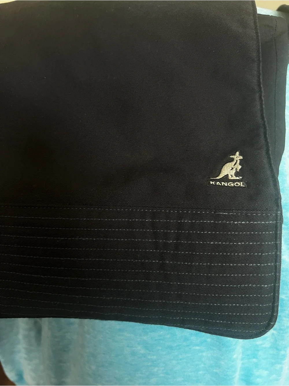 Kangol Y2K Messenger Canvas Bag Streetwear Work Retro Lightweight Casual VTG Blk